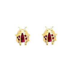14K Yellow Gold 7mm Babybug CZ Stud Earrings - Screw Back
