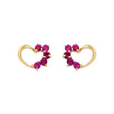 14k Yellow Gold 8mm Heart Ruby CZ Stud Earrings With Screw Back