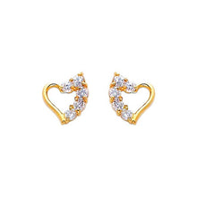 Load image into Gallery viewer, 14k Yellow Gold 7mm Heart CZ Stud Earrings With Screw Back