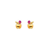 14K Yellow Gold 4mm Apple CZ Stud Earrings - Screw Back