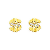 14K Yellow Gold 6mm CZ Stud Earrings - Screw Back