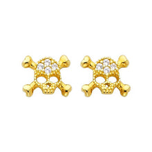 Load image into Gallery viewer, 14K Yellow Gold 8mm Pirate CZ Stud Earrings - Screw Back