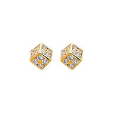 14K Yellow Gold 6mm Cube CZ Stud Earrings - Screw Back