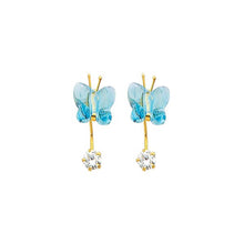 Load image into Gallery viewer, 14K Yellow Gold 8mm Crystal Curved CZ Earrings