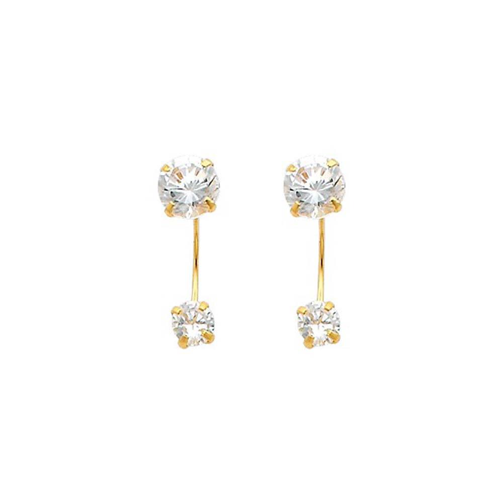 14K Yellow Gold 5mm CZ Curved Earrings