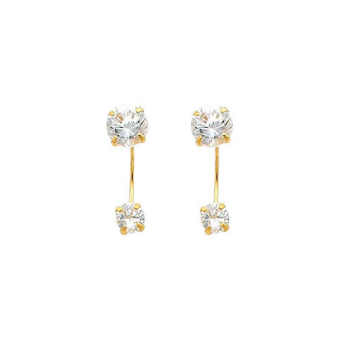 14K Yellow Gold 5mm CZ Curved Earrings