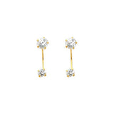 14K Yellow Gold 4mm CZ Curved Earrings