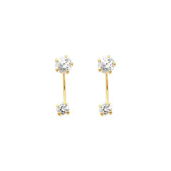 14K Yellow Gold 4mm CZ Curved Earrings