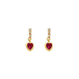 14K Yellow Gold 5mm Heart CZ Hanging Stud Earrings - Screw Back