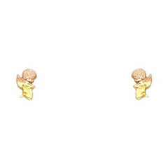 14K Yellow Gold CZ Stud Earrings - Screw Back