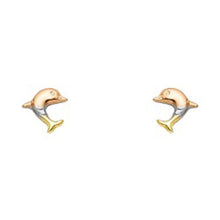 Load image into Gallery viewer, 14K Yellow Gold CZ Stud Earrings - Screw Back