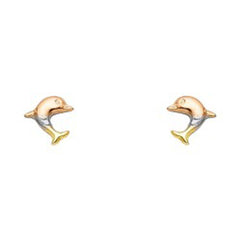 14K Yellow Gold CZ Stud Earrings - Screw Back