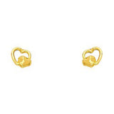 14K Yellow Gold CZ Stud Earrings - Screw Back