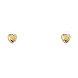 14k Yellow Gold Heart Spinner Stud Earrings With Screw Back