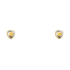 14k Yellow Gold Heart Spinner Stud Earrings With Screw Back