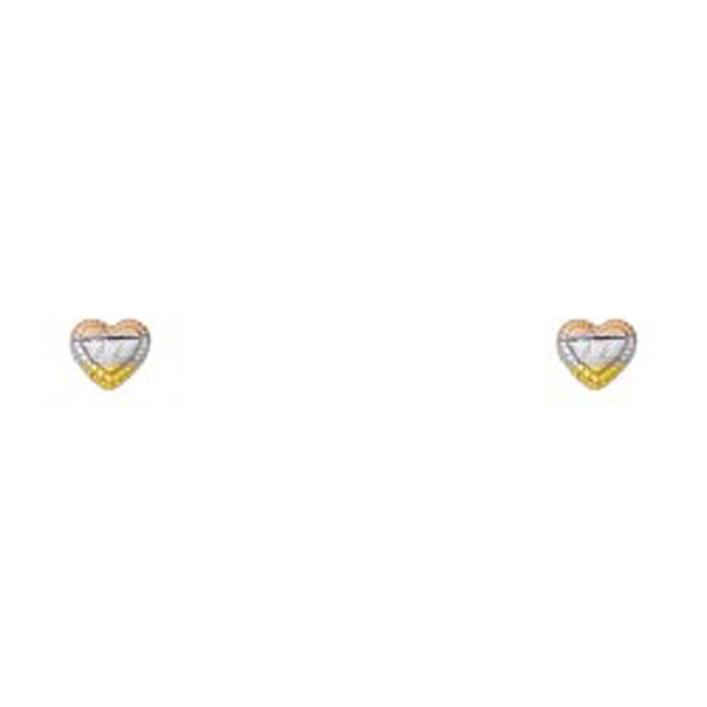 14K Yellow Gold CZ Stud Earrings - Screw Back