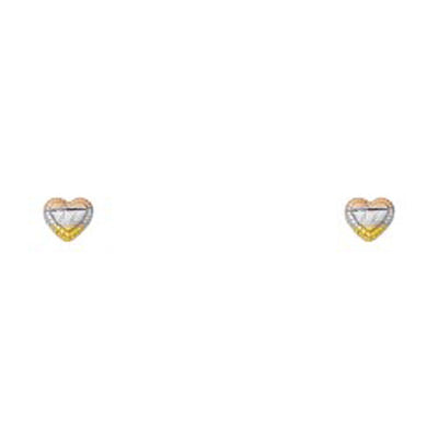 14K Yellow Gold CZ Stud Earrings - Screw Back