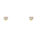 14K Yellow Gold CZ Stud Earrings - Screw Back