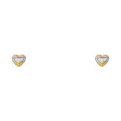 14K Yellow Gold CZ Stud Earrings - Screw Back