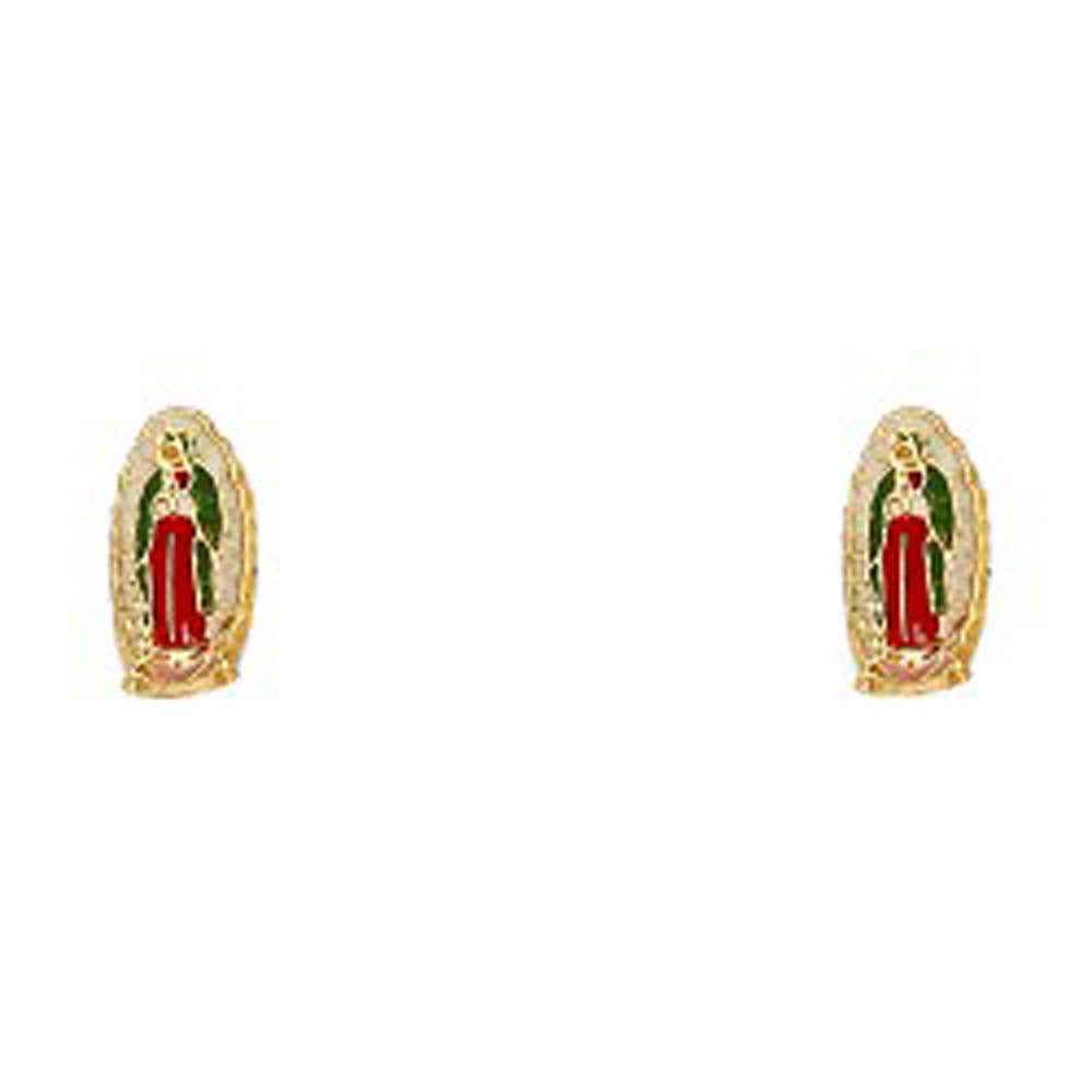 14K Yellow Gold CZ Stud Earrings - Screw Back