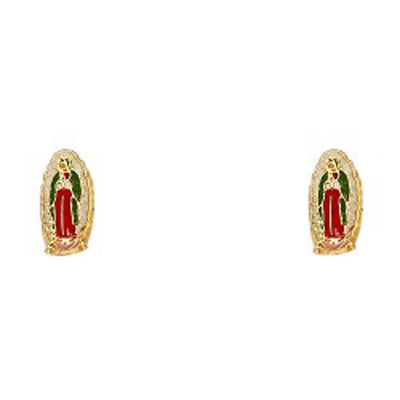 14K Yellow Gold CZ Stud Earrings - Screw Back