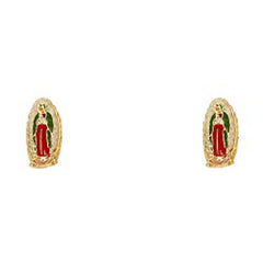 14K Yellow Gold CZ Stud Earrings - Screw Back