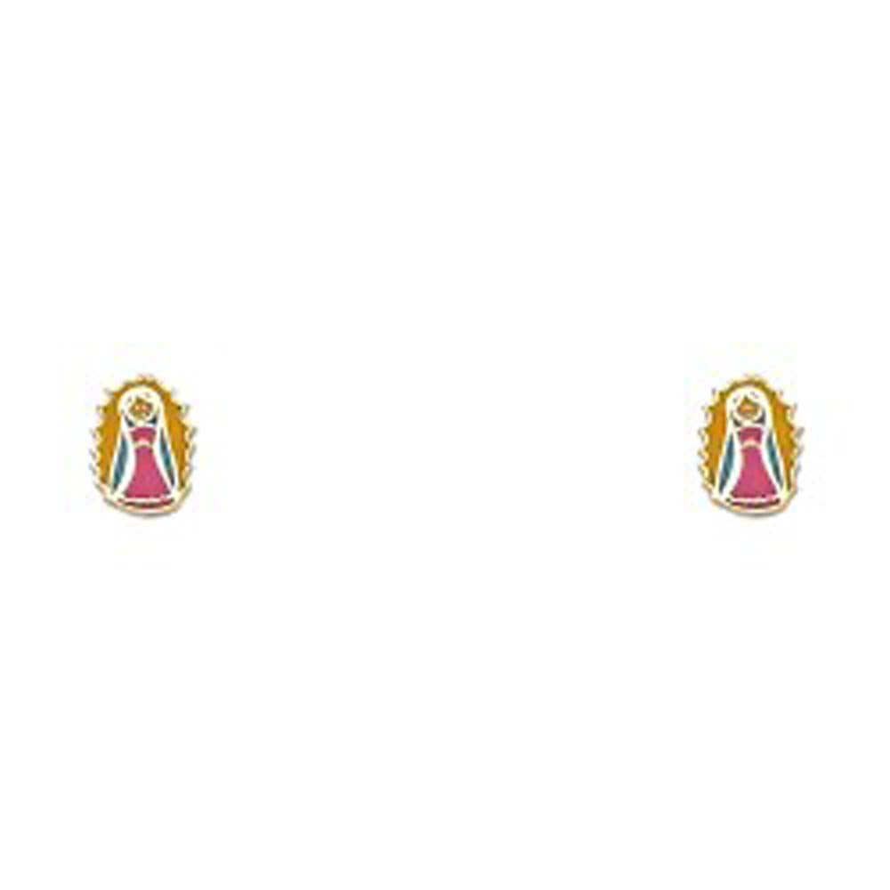 14K Yellow Gold CZ Stud Earrings - Screw Back