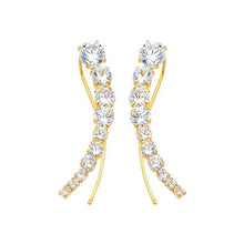 Load image into Gallery viewer, 14K Yellow Gold White CZ Hanging Earrings