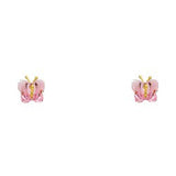 14K Yellow Gold CZ Stud Earrings
