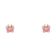 14K Yellow Gold CZ Stud Earrings