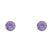 Load image into Gallery viewer, 14k Yellow Gold 5mm Round CZ Basket Solitaire Birth Stone Stud Earrings