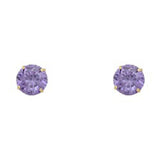 14k Yellow Gold 5mm Round CZ Basket Solitaire Birth Stone Stud Earrings