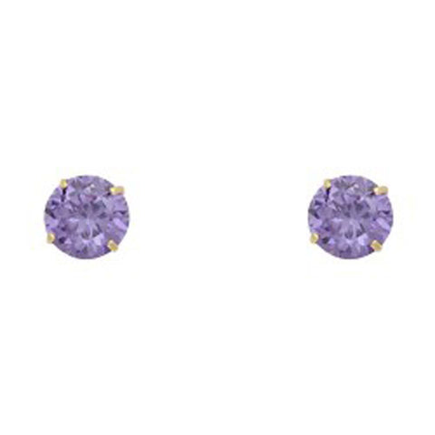 14k Yellow Gold 5mm Round CZ Basket Solitaire Birth Stone Stud Earrings
