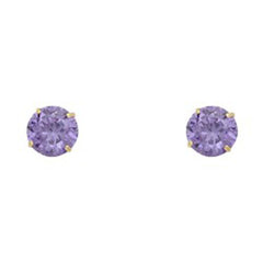 14k Yellow Gold 5mm Round CZ Basket Solitaire Birth Stone Stud Earrings