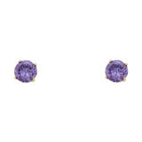 14k Yellow Gold 4mm Round CZ Basket Solitaire Birth Stone Stud Earrings