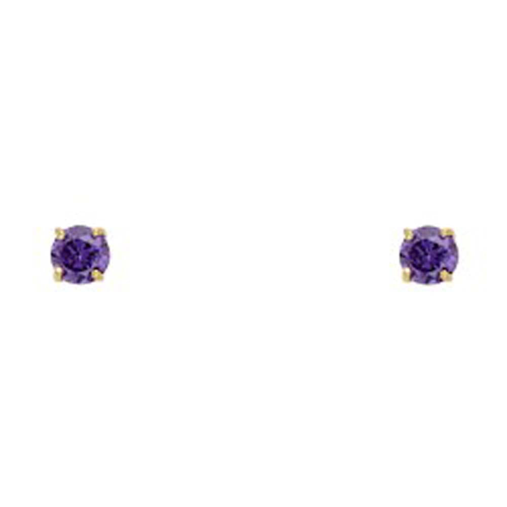 14k Yellow Gold 3mm Round CZ Basket Setting Solitaire Birthstone Stud Earrings