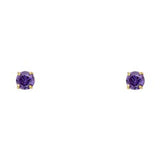 14k Yellow Gold 3mm Round CZ Basket Setting Solitaire Birthstone Stud Earrings