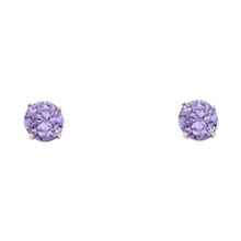Load image into Gallery viewer, 14k White Gold 4mm Round CZ Basket Solitaire Birthstone Stud Earrings