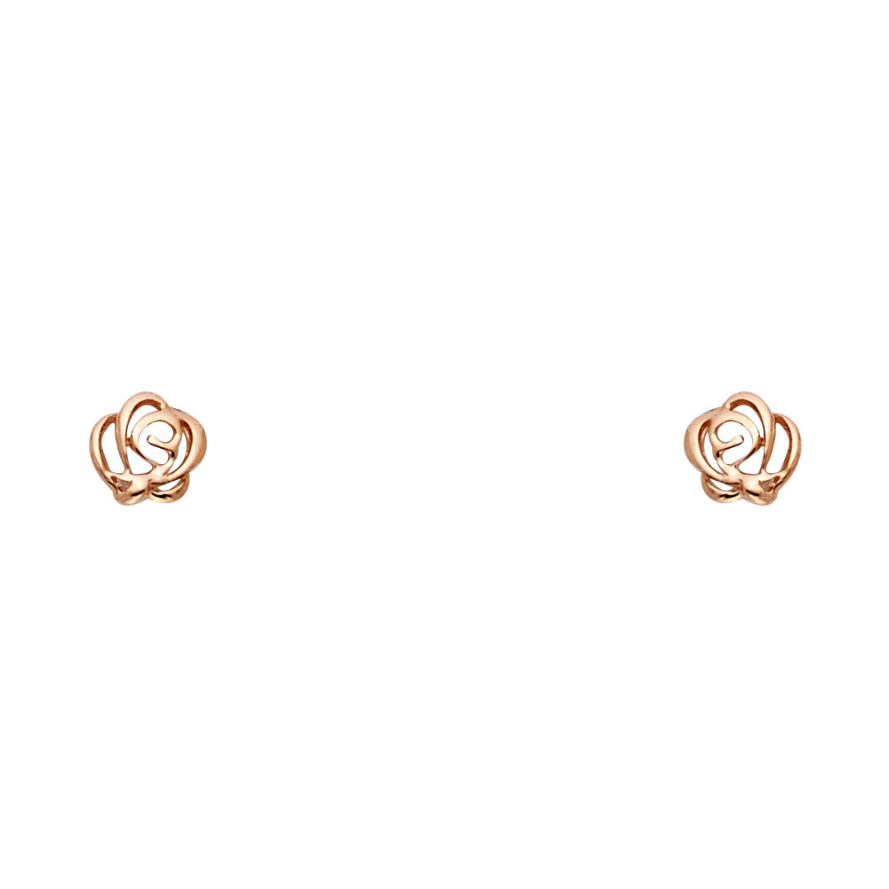 14k Yellow Gold Rose CZ Assorted Stud Earrings With Screw Back