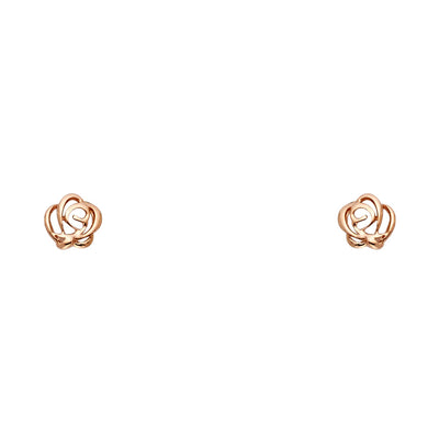 14k Yellow Gold Rose CZ Assorted Stud Earrings With Screw Back