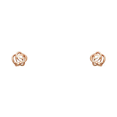 14k Yellow Gold Rose CZ Assorted Stud Earrings With Screw Back