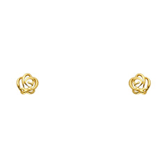 14k Yellow Gold Rose CZ Assorted Stud Earrings With Screw Back