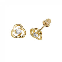 Load image into Gallery viewer, 14K Yellow Gold Flower CZ Stud Earrings - Screw Back