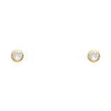 14K 4MM Round CZ Stud Earrings SOLITAIRE D/C SCREW Stud Earrings