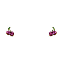 Load image into Gallery viewer, 14K Yellow Gold CZ Stud Earrings - Screw Back