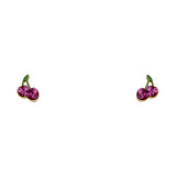 14K Yellow Gold CZ Stud Earrings - Screw Back