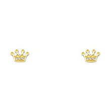 Load image into Gallery viewer, 14K Yellow Gold CZ Stud Earrings - Screw Back