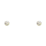 14K 4MM Rainbow CRYSTAL BALL SCREW Stud Earrings