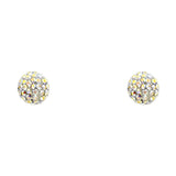 14K Yellow R-CRYSTAL BALL STUD With SCREW Earrings