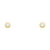 14K Yellow OPAL Round STUD With SCREW Earrings